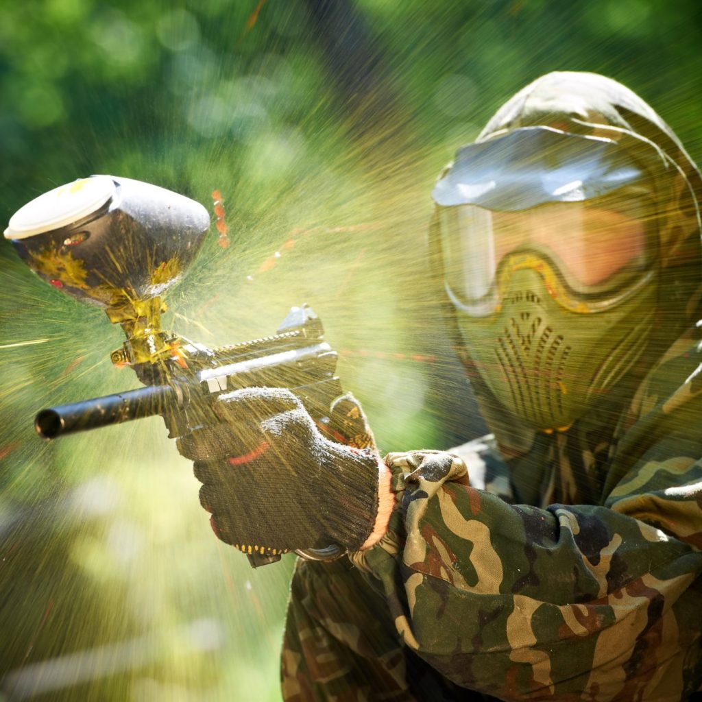 A person playing paintball